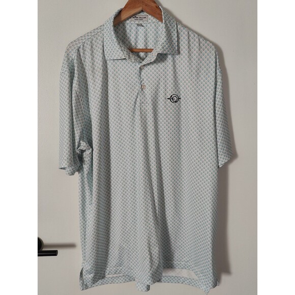 Peter Millar Polo Mens Large Blue Skull Print AOP Summer Comfort Stretch Flex - Picture 2 of 7